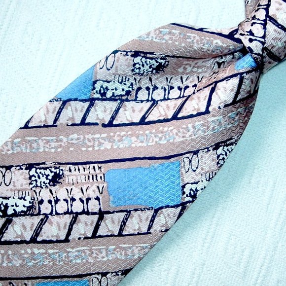 Silk tie Valentino Garavani Blue in Silk - 42957266 Como Valentino blue tan stripe silk tie NEW